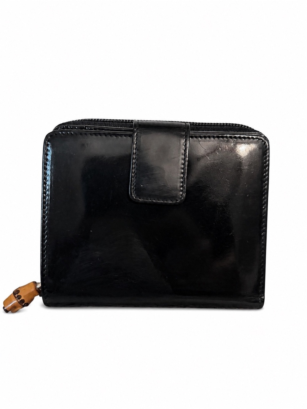 Gucci Black Leather Compact Zip Around Wallet